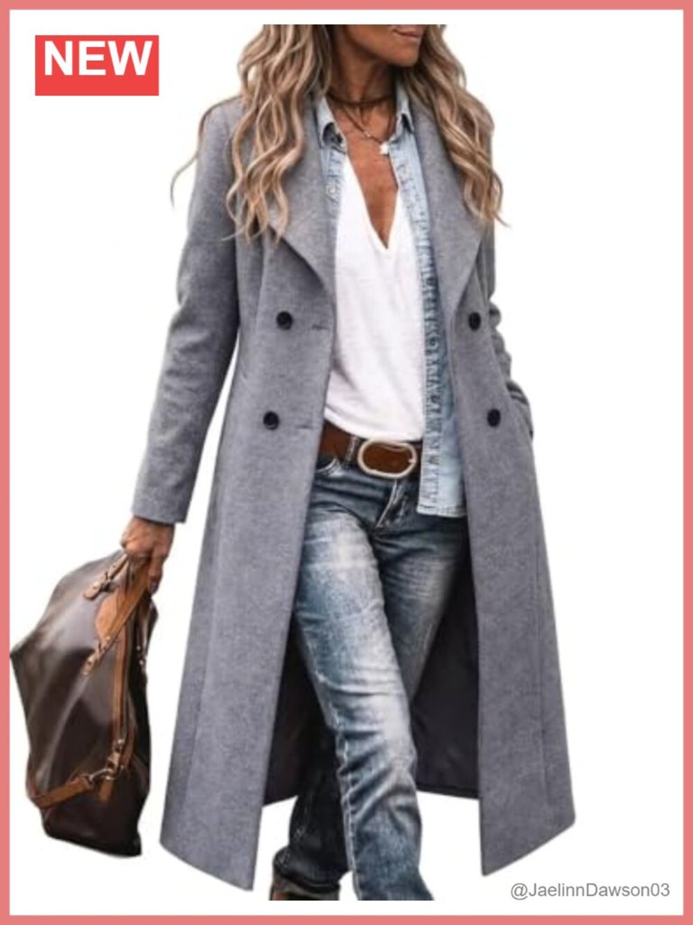 Womens Long Wool Blend Shawl Collar Double Breasted Trench Coat Winter